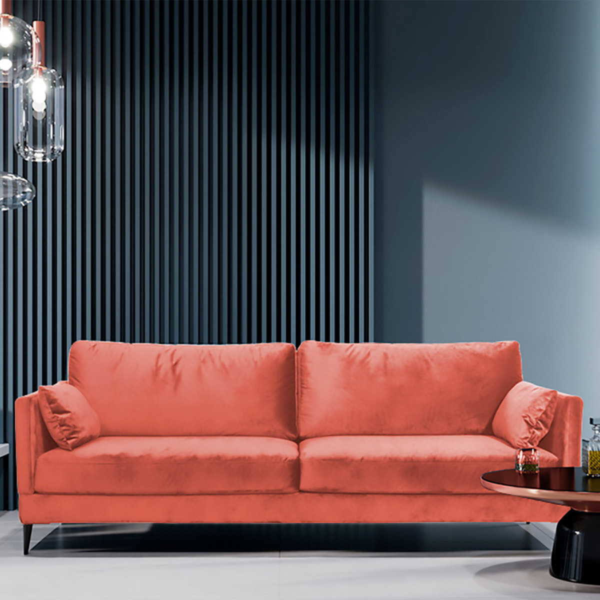 Canapé Velours Droit Splendido - 3 Places