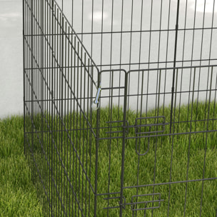 Parc enclos modulable chien - porte verrouillable, 8 panneaux 61 x 91 cm - métal noir