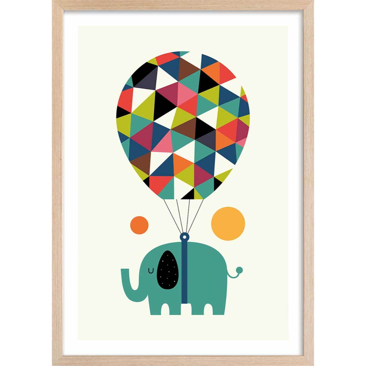 Affiche enfant hot air balloon jumbo Affiche + cadre en bois - Chêne