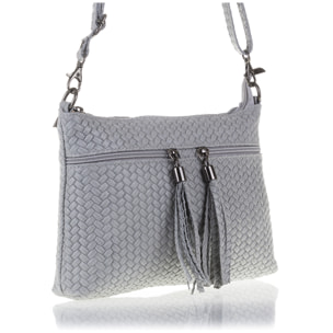 Genova Borsa a tracolla Donna.Pelle autentica Camoscio Inciso Spiga