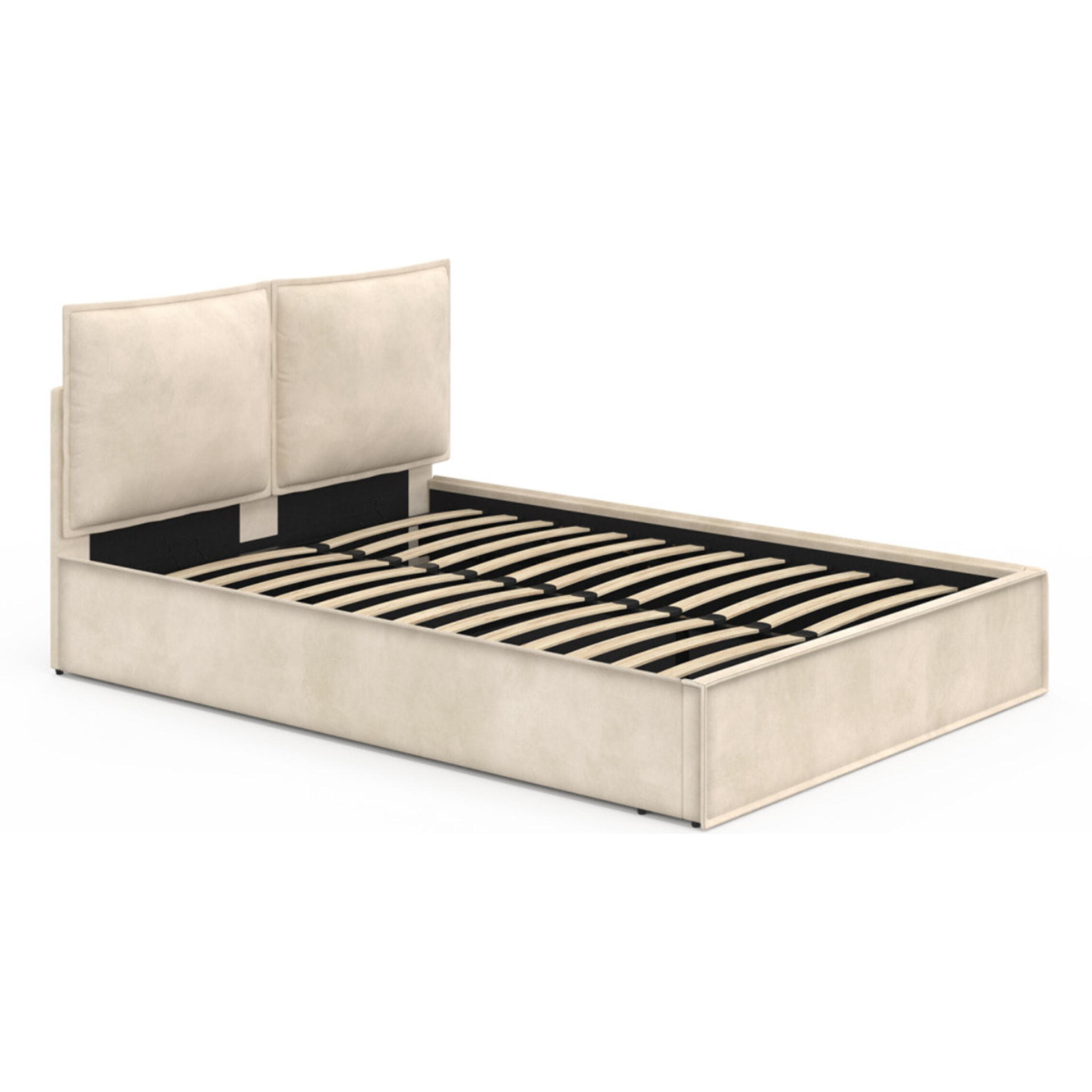 Lit coffre Lilou 140x190cm en velours beige
