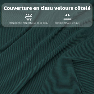 Lot de 4 chaises pliantes acier velours côtelé turquoise foncé