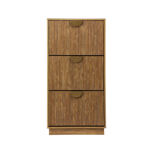 Meuble à chaussures décor bois de manguier rainuré 3 tiroirs - L 60 x P 25 x H 121 cm - Celian