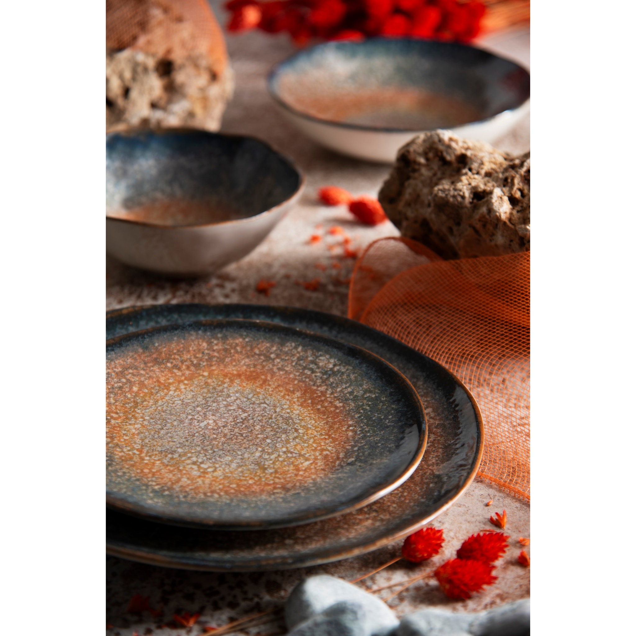 Set 6 piatti frutta Excelsa – Efesto, Ceramica Beige