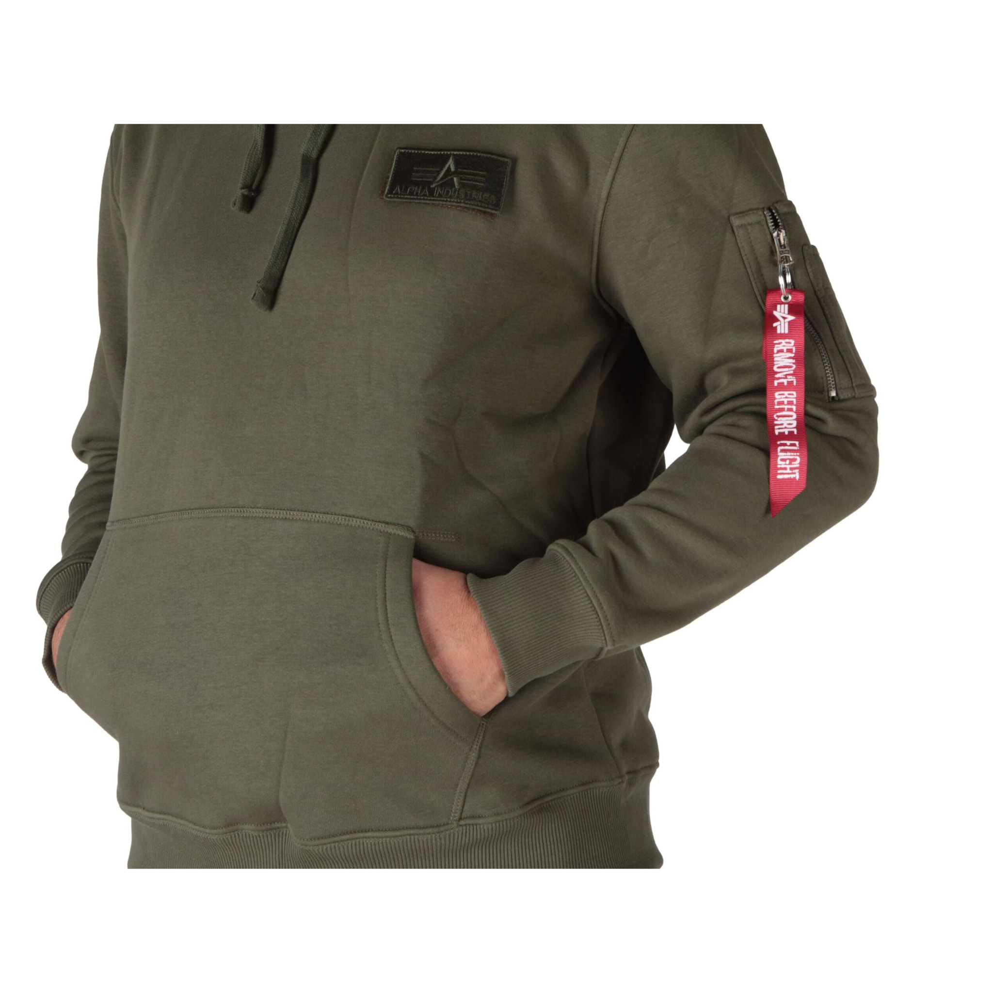 Felpe Alpha Industries Red Stripe Hoody Dark Green Verde