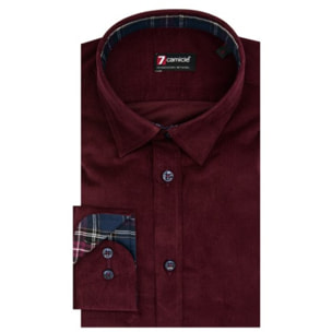 Camicia Uomo 1 Bottone Italiano Slim Velluto Unito Bordeaux