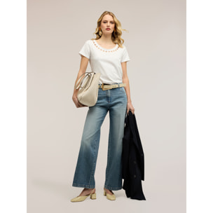 Motivi - T-shirt con motivi cut-out - Bianco