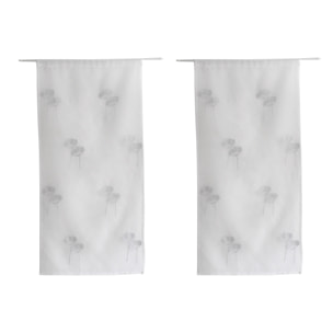 Paire de petits voilages brodés de fleurs - Blanc