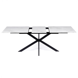 Table à manger extensible Spider 160-200cm effet marbre blanc