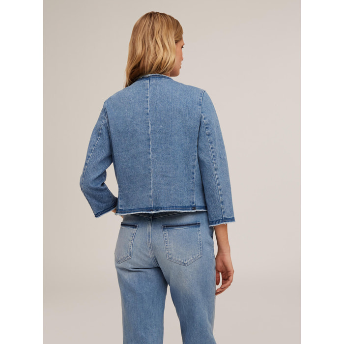 Motivi - Chaqueta sin cuello de tejido vaquero - Light - blue