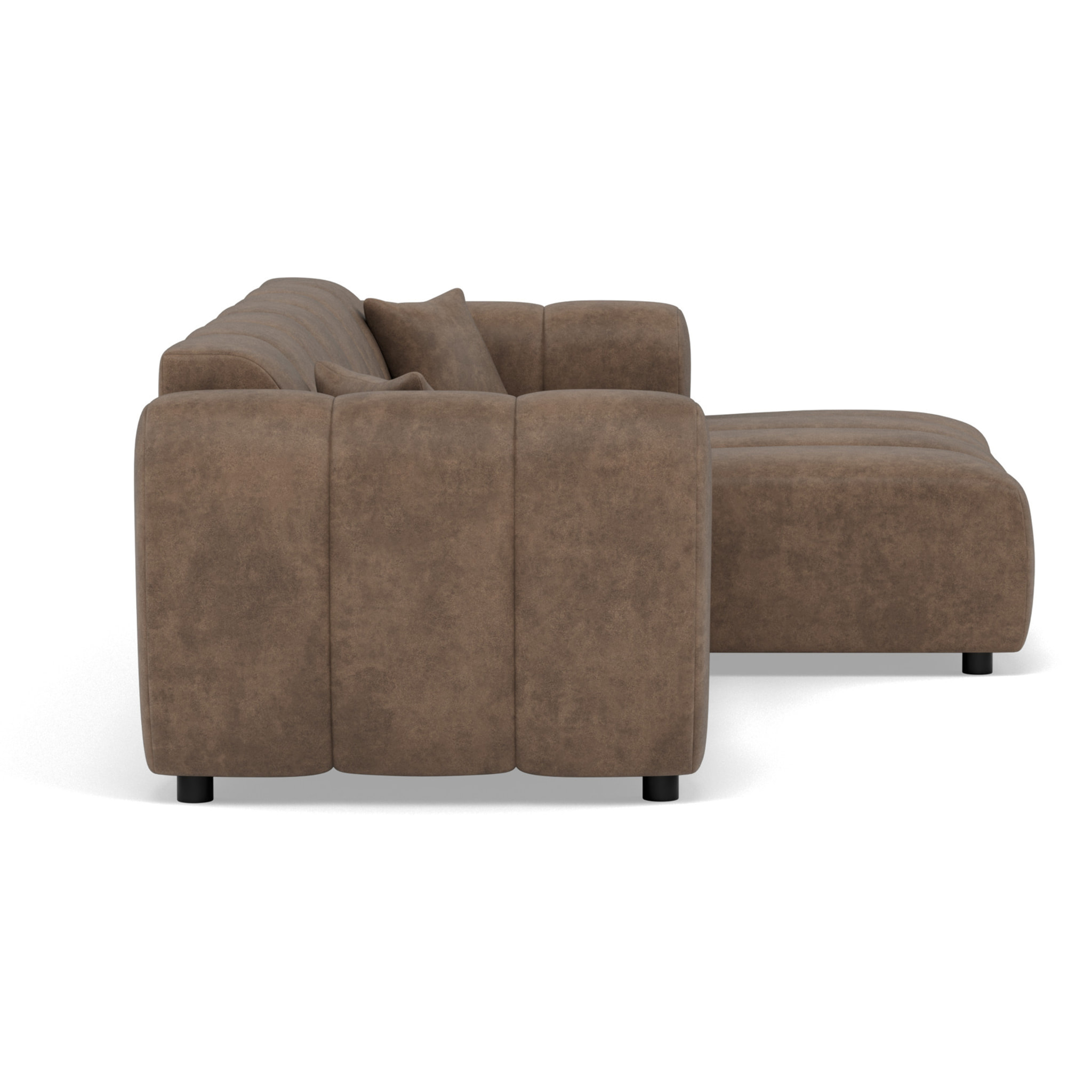 Curtis - canapé d'angle droit 4 places en simili - Taupe