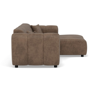 Curtis - canapé d'angle droit 4 places en simili - Taupe