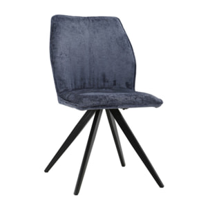 Chaise ergonomique velours et pieds croix métal - 3 coloris - LISBONNE