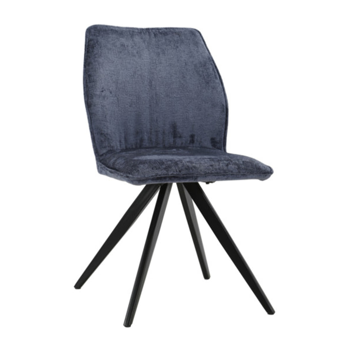 Chaise ergonomique velours et pieds croix métal - 3 coloris - LISBONNE