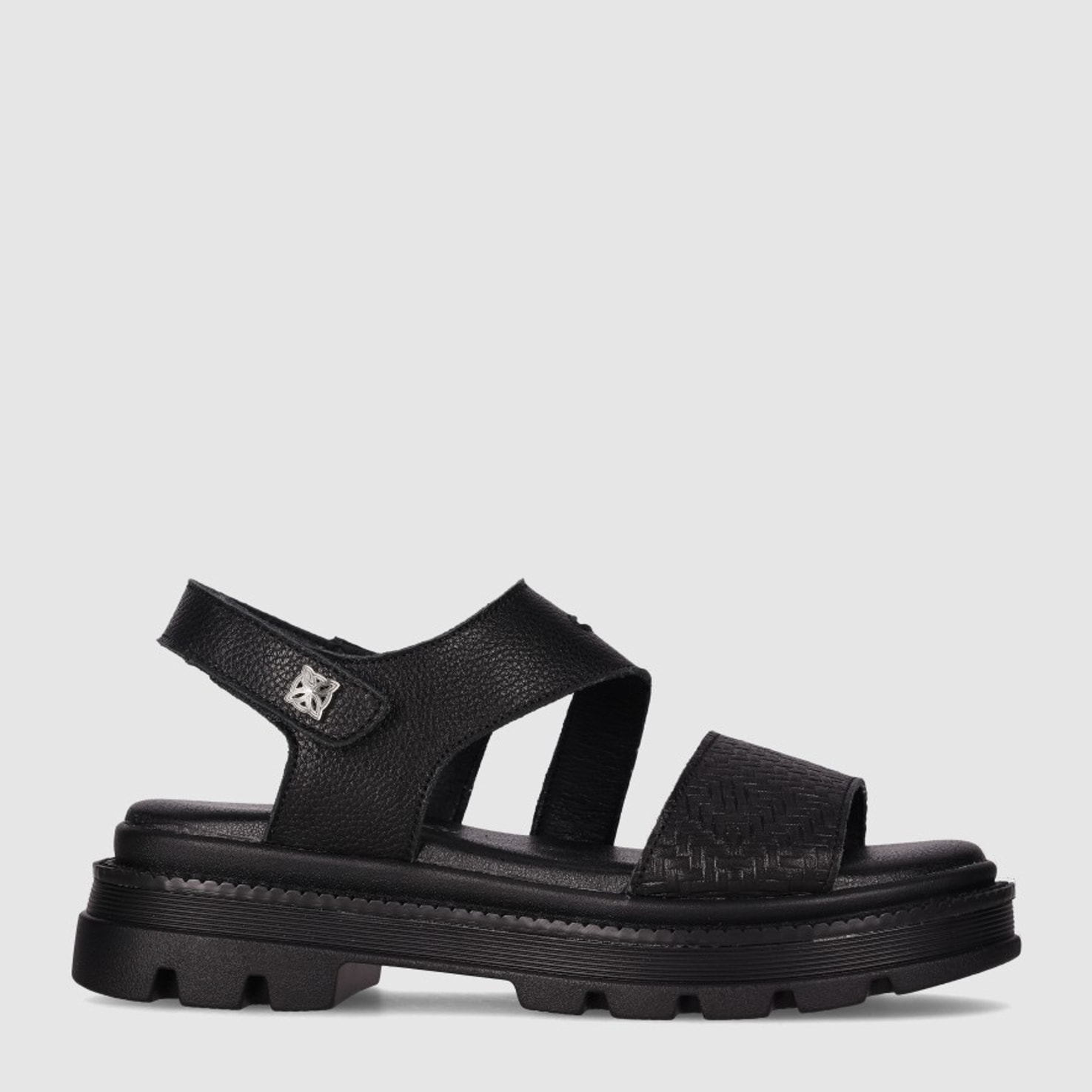 Sandalias de Piel - Negro - Tacón: Bajo