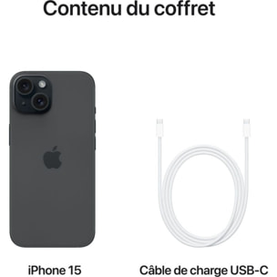 Smartphone APPLE iPhone 15 Noir 128Go 5G