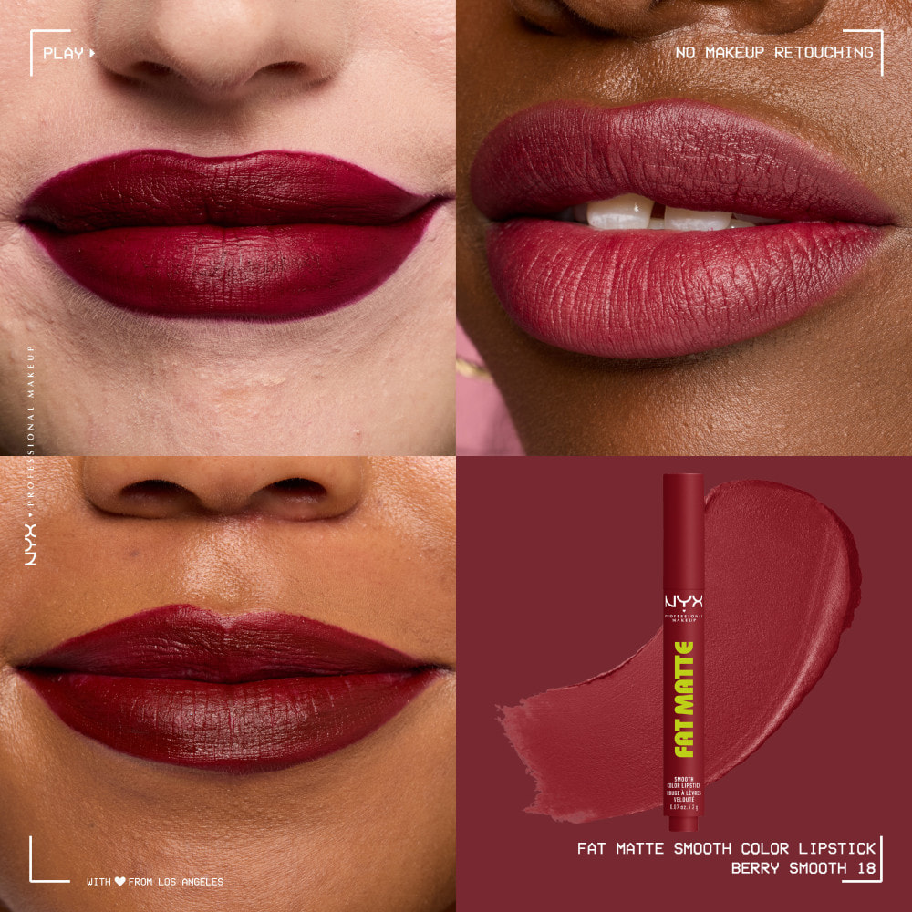 NYX Professional Makeup Fat Matte Rouge à Lèvres Mat Crémeux Berry Smooth