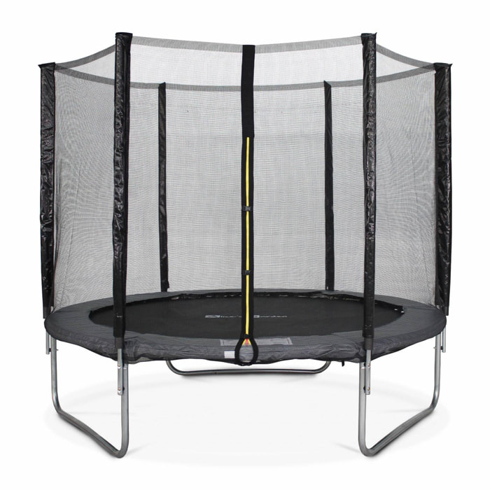 Trampoline rond Ø 250cm gris avec son filet de protection - Pluton - Trampoline de jardin 2.5m| Qualité PRO. | Normes EU.