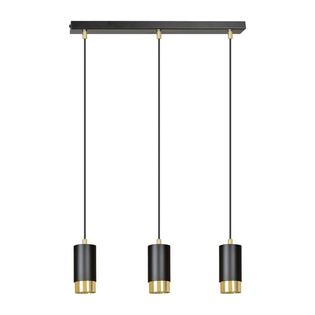 Lampada a sospensione Fumiko in acciaio nero opaco e oro