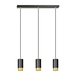 Lampada a sospensione Fumiko in acciaio nero opaco e oro