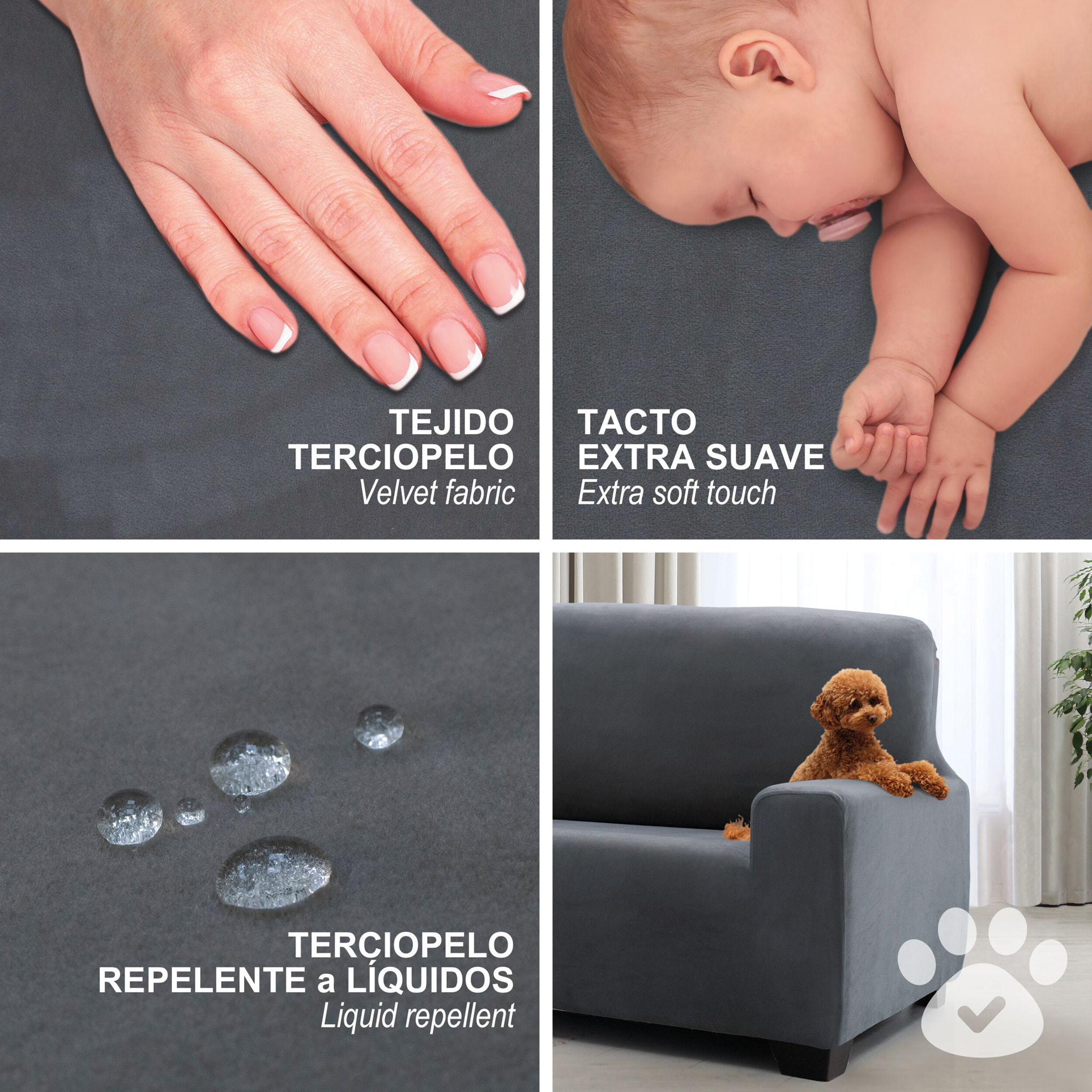 Funda TERCIOPELO ANTIMANCHAS Multi elástica para RELAX PIES JUNTOS modelo VERONICA