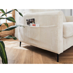 Owen - canapé lit 3 places convertible express couchage quotidien 140 cm matelas 12 cm en velours côtelé - Beige