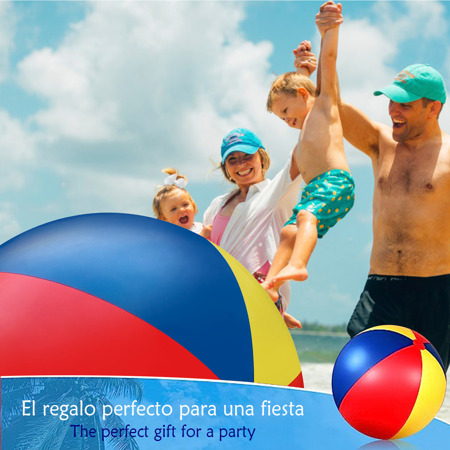 DAM Pelota gigante hinchable tricolor 120cm. 120x120x120 Cm. Color: Multicolor