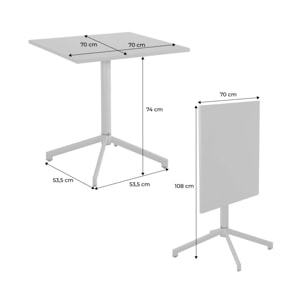 Table de jardin bistrot carrée pliante acier 2 places intérieur/extérieur  CHIARA