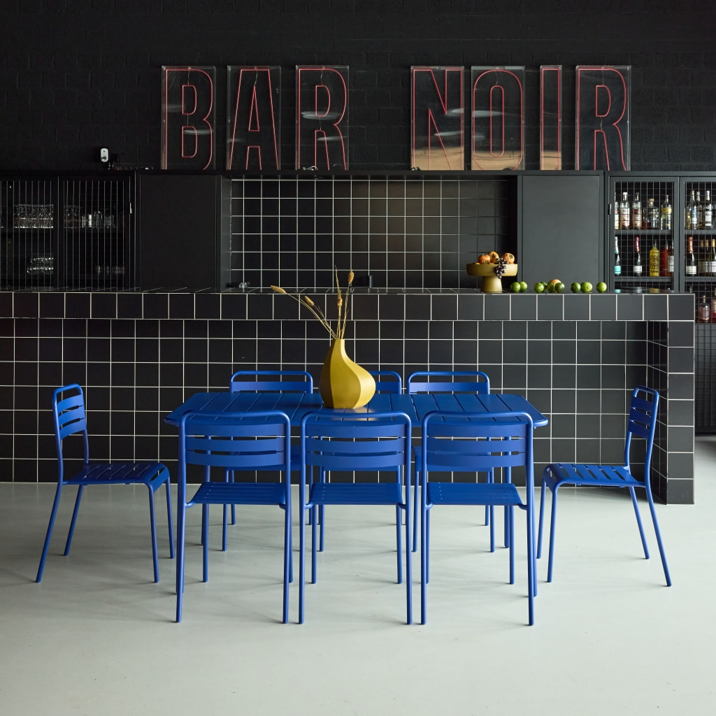 Table de jardin métal + 8 assises AMÉLIA