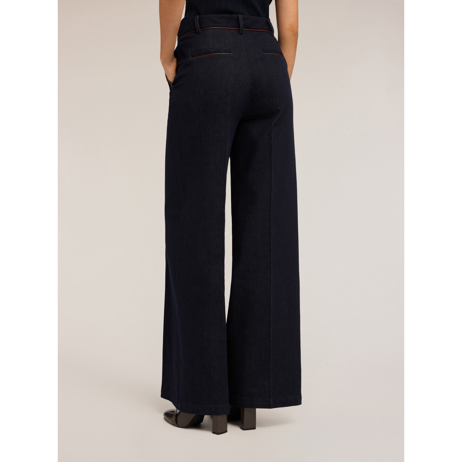 Motivi - Jeans palazzo con ribete - Azul