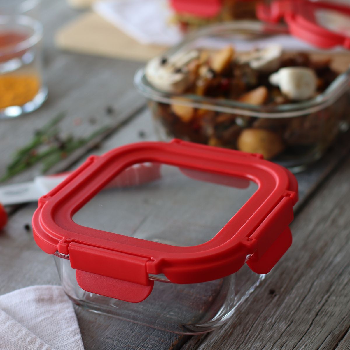 Boîte hermétique carré 310ml en verre CRISTAL