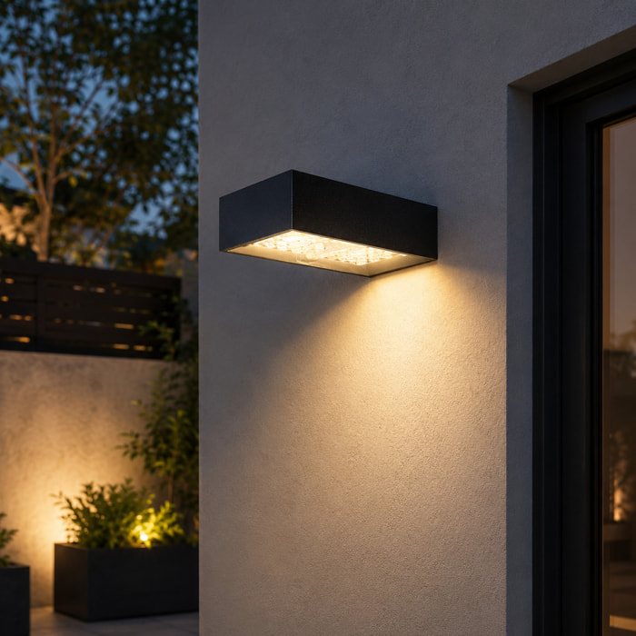 OMEGA Applique LED Solare da Muro 6W 900lm IP54 con Sensore_Nera