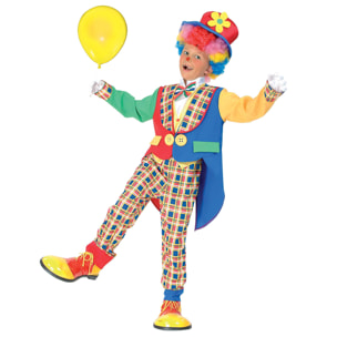 Costume Carnevale Multicolore Clown Pagliaccio Monello Bambino