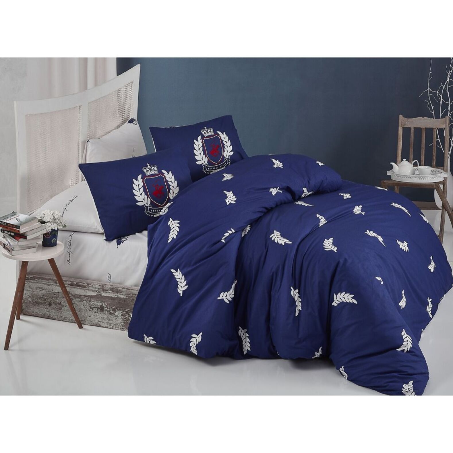 Parure Housse De Couette 3pcs 100% coton 57fils Bhpc 040 Dark Blue