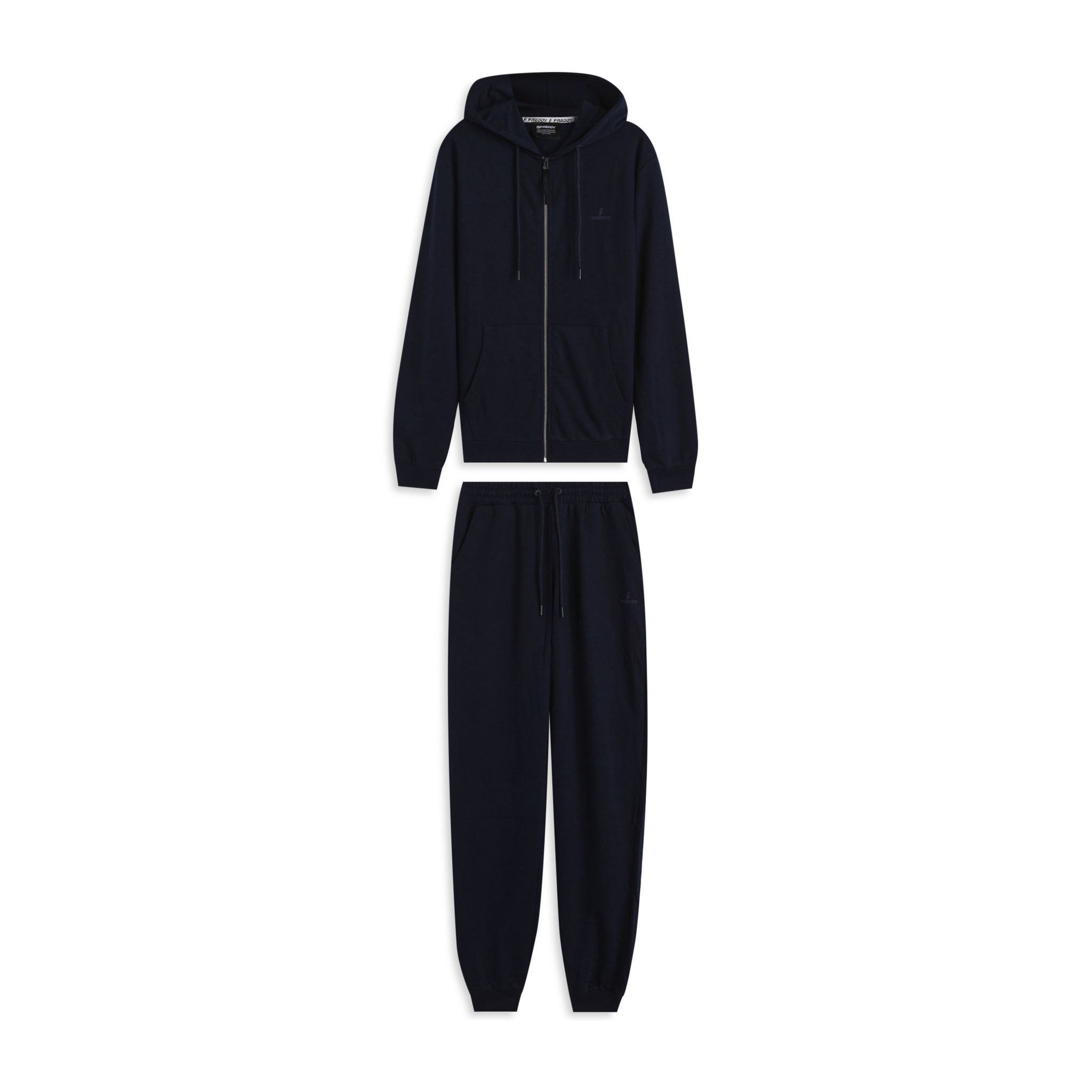 Tuta sportiva in cotone con felpa cappuccio e zip