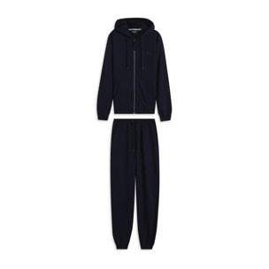 Tuta sportiva in cotone con felpa cappuccio e zip