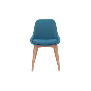 Chaises scandinaves en tissu bleu canard et bois clair massif (lot de 2) HOLO