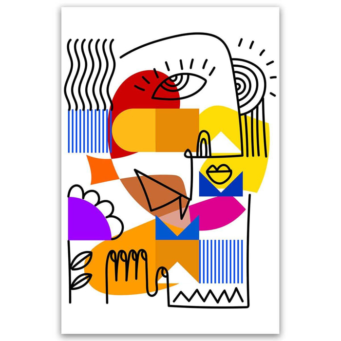 Tableau visage abstrait géométrique moderne Toile imprimée