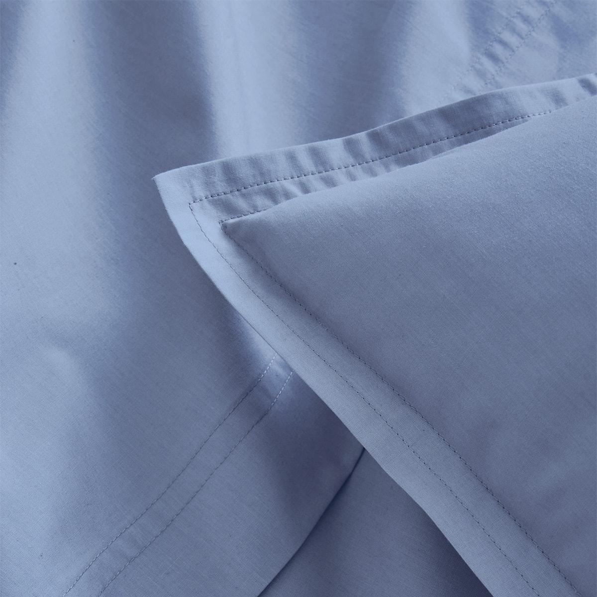 Parure de lit Housse de couette + Taies rectangles en percale de coton, PREMIÈRE, Bleu Olympe