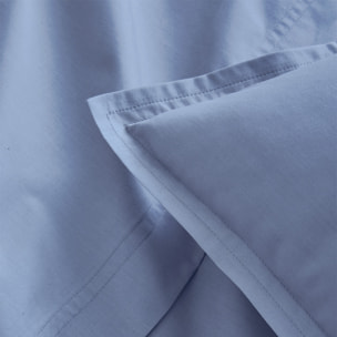 Parure de lit Housse de couette + Taies rectangles en percale de coton, PREMIÈRE, Bleu Olympe