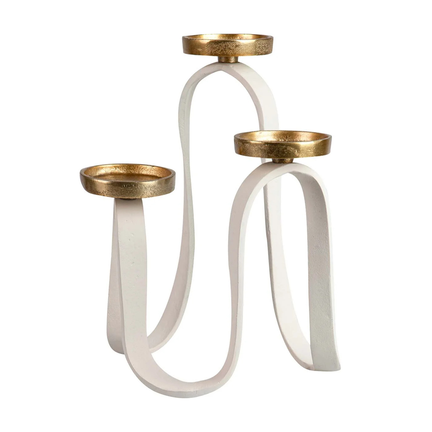 Candelabro Aluminio Blanco / Dorado 23x24x31 Cm