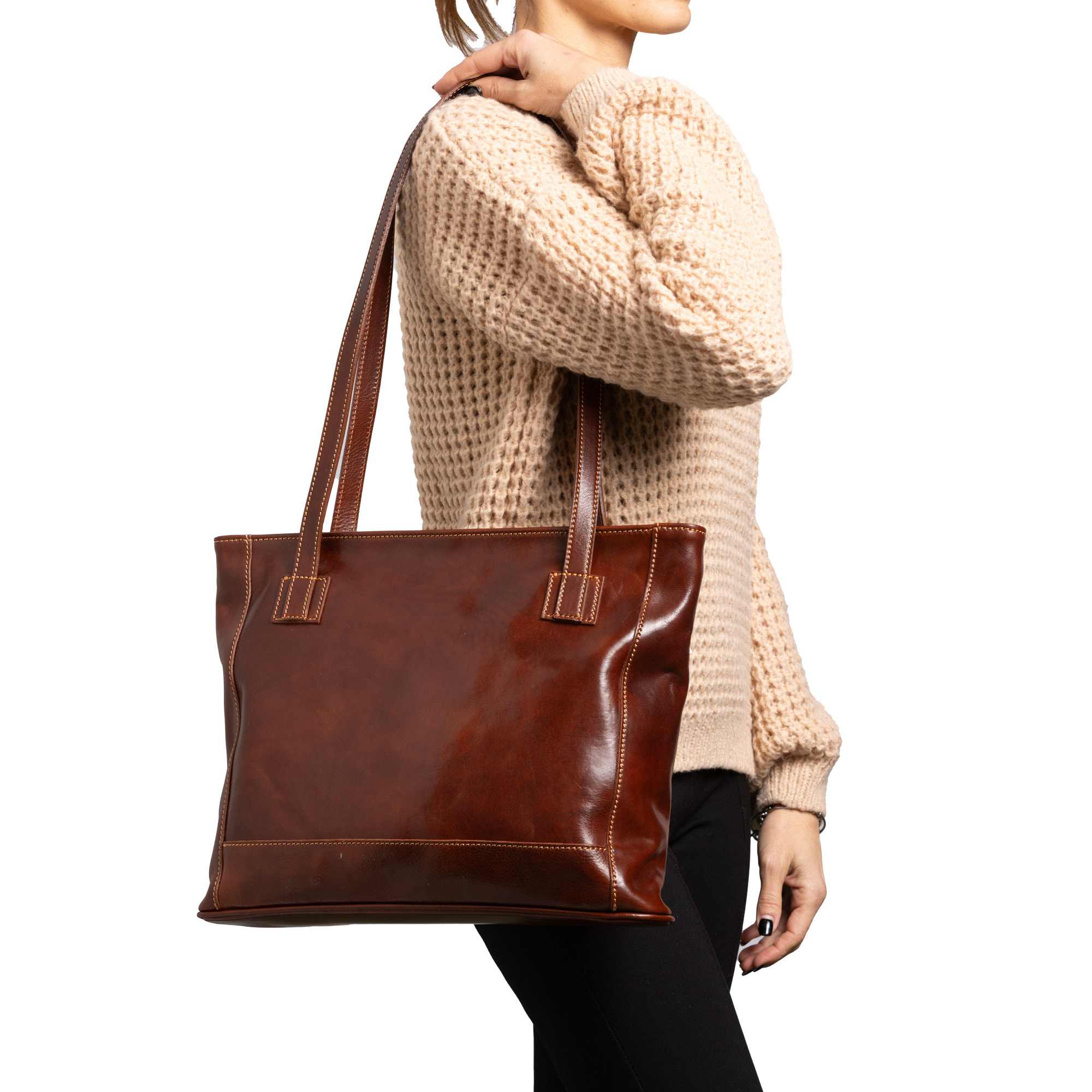 Borsa a spalla  da donna In Vera pelle Made in Italy 30x37x8 cm
