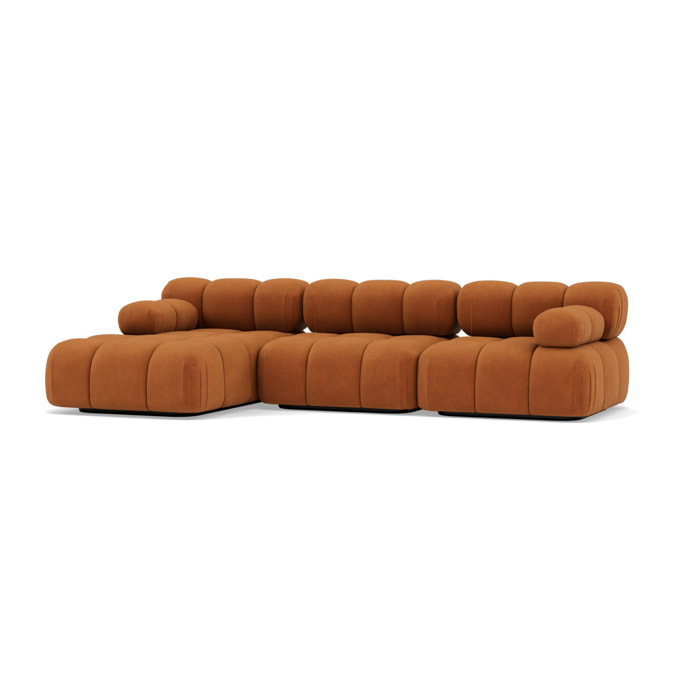Ruby - canapé modulable d'angle gauche 4 places en velours texturé - Terracotta