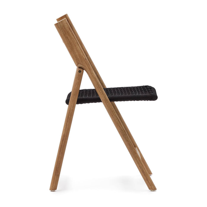 Silla plegable Dandara madera maciza acacia y estructura acero con cuerda negro FSC 100%