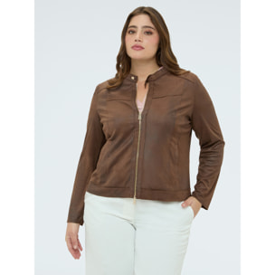 Fiorella Rubino - Giacca biker soft touch - Marrone