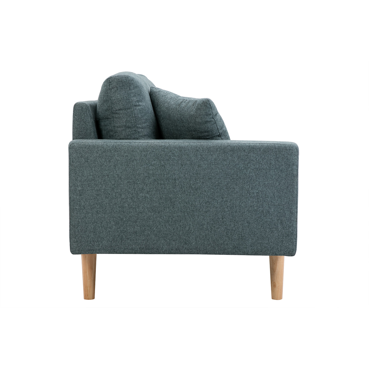 Méridienne scandinave en tissu vert de gris et bois clair massif L190 cm BERTILLE