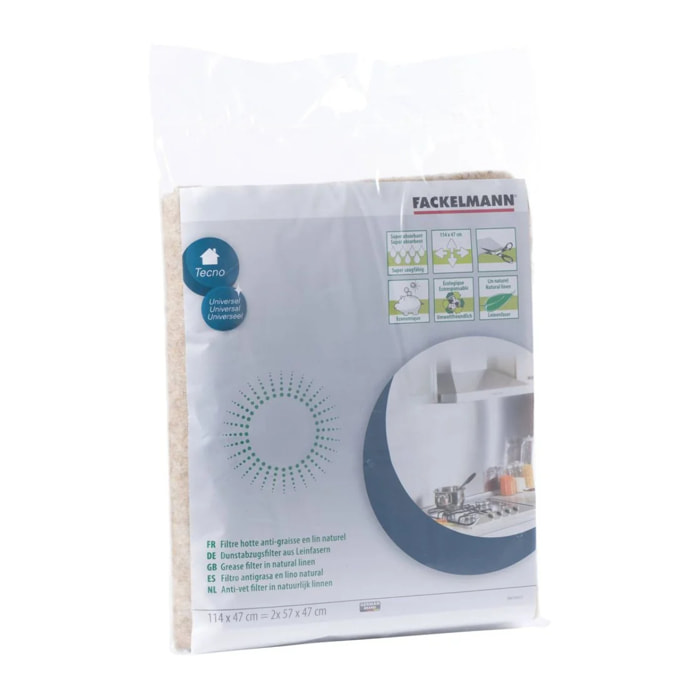 Filtre pour hotte en fibres naturelles végétales Fackelmann 114 x 47 cm  Accessoires hotte et friture