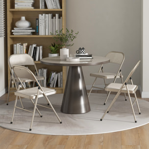 Juego de 4 Sillas Plegables Tapizadas en Lino Sintético con Respaldo y Estructura de Acero, para Salón, Comedor, Cocina, 45x46x78 cm, Beige