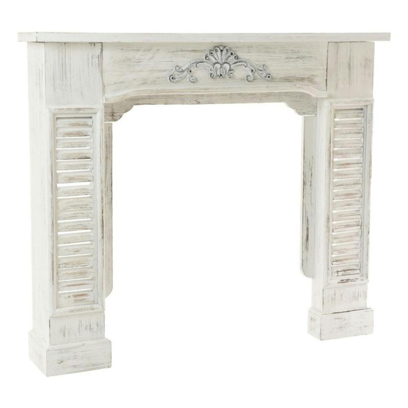 Manteau de cheminée en bois blanc aspect vieilli