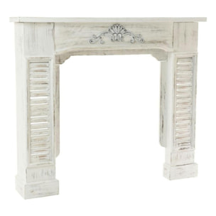 Manteau de cheminée en bois blanc aspect vieilli
